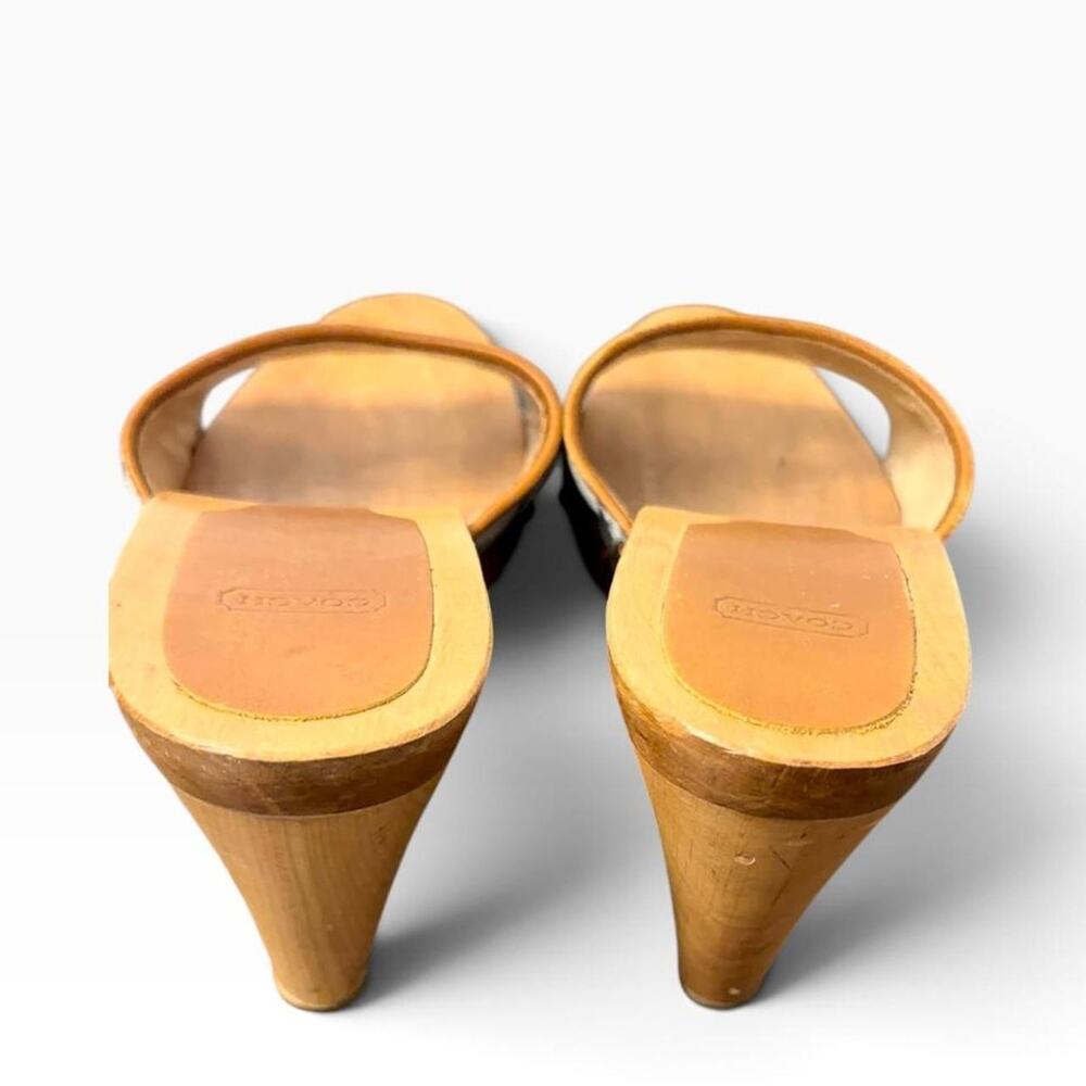 Vintage y2k Coach Brenda Blue Wood Clog Sandals - Picture 5 of 8